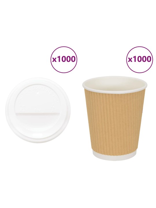Papírové kelímky na kávu s víčky 1000 pcs 8oz 200ml