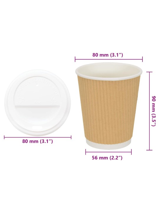 Papírové kelímky na kávu s víčky 1000 pcs 8oz 200ml