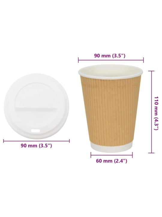 Papírové kelímky na kávu s víčky 1000 pcs 12oz 300ml