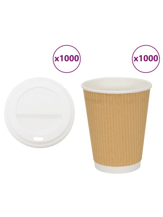 Papírové kelímky na kávu s víčky 1000 pcs 16oz 400ml