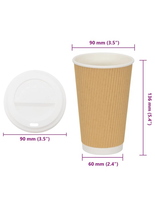 Papírové kelímky na kávu s víčky 1000 pcs 16oz 400ml