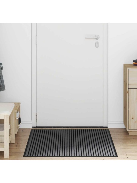Vidaxl rohožka stripe černá a šedá 90x150 cm