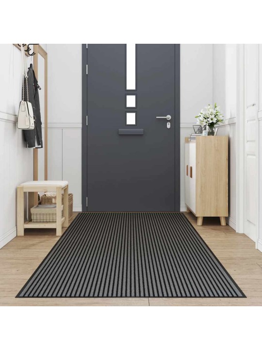 Vidaxl rohožka stripe černá a šedá 115x300 cm