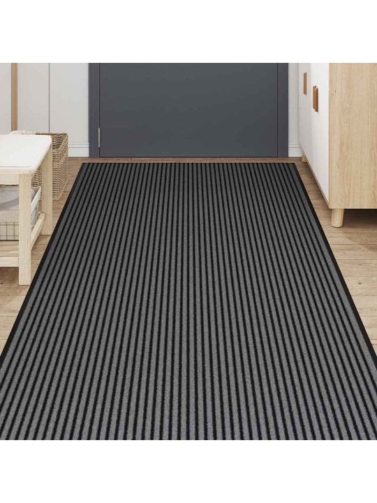 Vidaxl rohožka stripe černá a šedá 115x300 cm