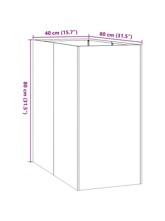 Truhlík rezavá 40x80x80 cm povětrnostně odolná ocel