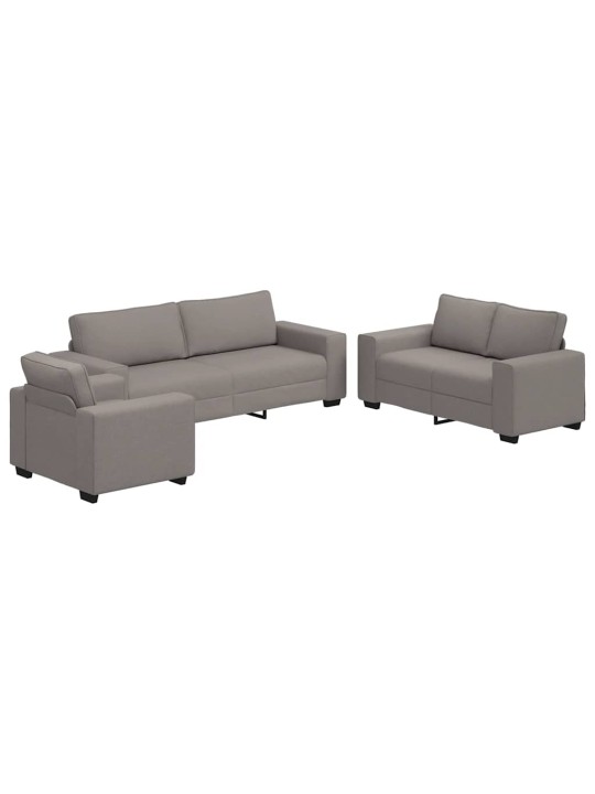 3dílná sedací souprava s poduškami taupe textil