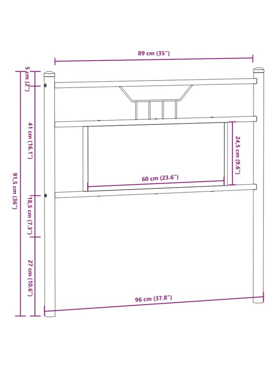 Čelo postele sonoma dub 90 cm dřevěné a ocelové konstrukce