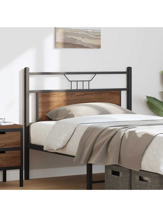 Čelo postele hnědý dub 107 cm kompozitní dřevo a ocel