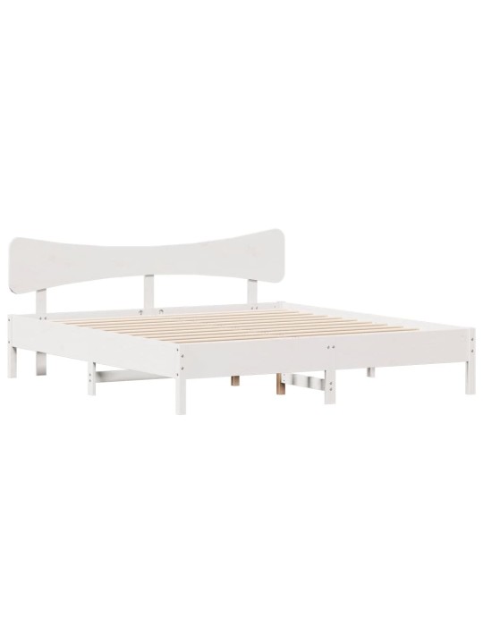 Postel bez matrace bílá 200 x 200 cm masivní borovice