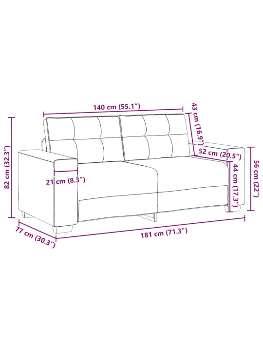 Loveseat sofa černý 140 cm textil