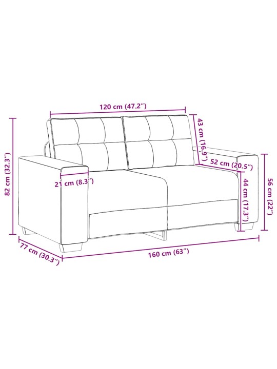 Loveseat sofa světle šedá 120 cm samet