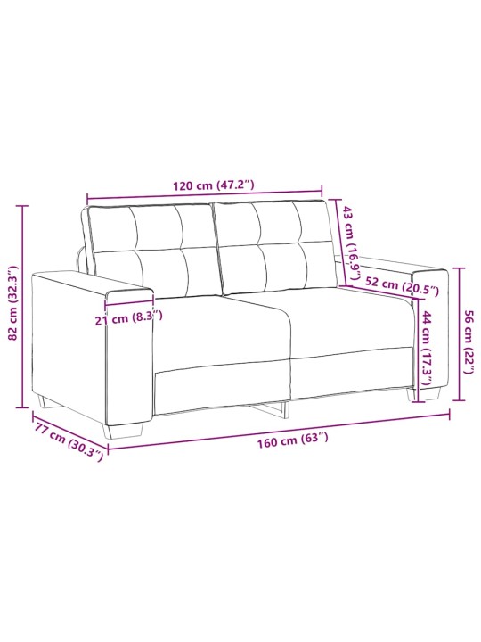 Loveseat sofa černý 120 cm samet