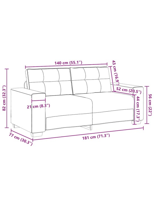 Loveseat sofa světle šedá 140 cm samet