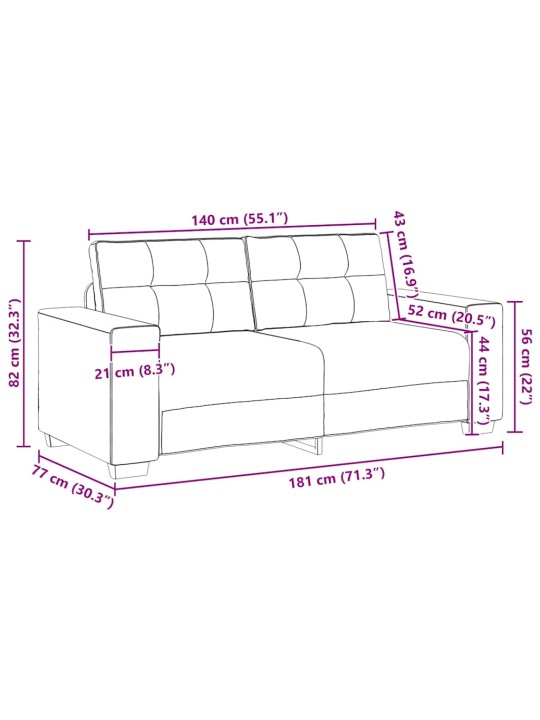 Loveseat sofa černý 140 cm samet