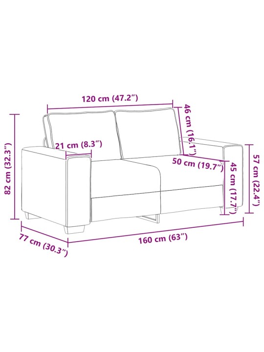 Pohovka pro 2 osoby černá 120 cm látka