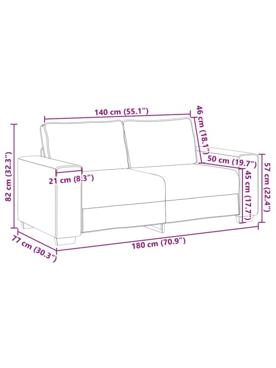 Pohovka pro 2 osoby černá 140 cm látka