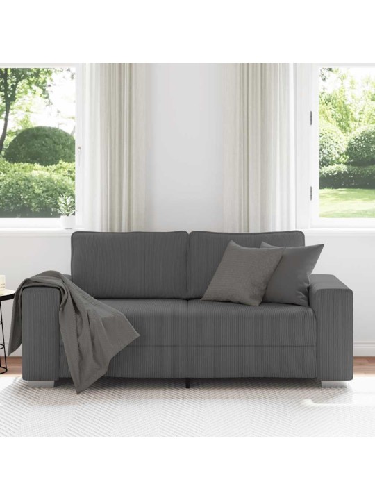 Loveseat sofa tmavě šedé 140 cm manšestrová tkanina
