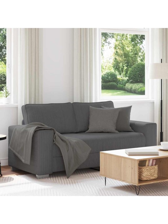 Loveseat sofa tmavě šedé 140 cm manšestrová tkanina