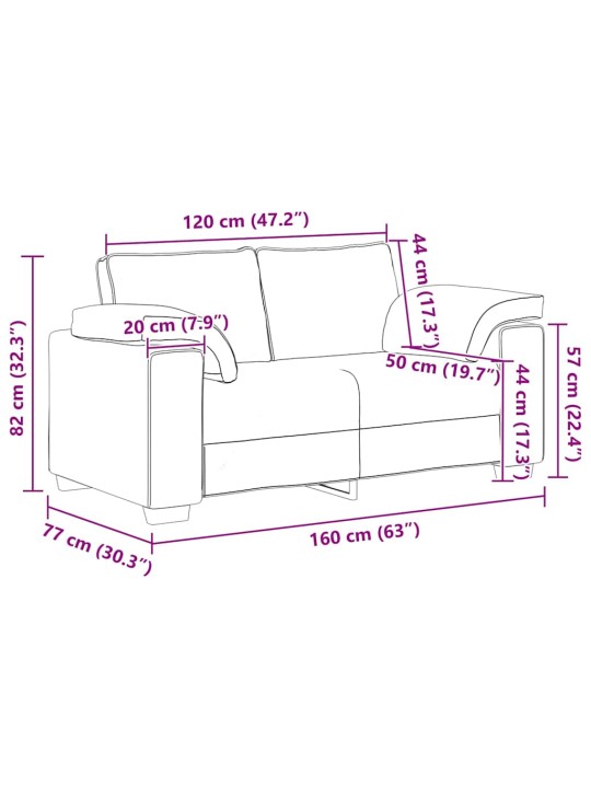 Loveseat sofa černý 120 cm samet