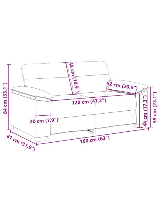 Pohovka pro 2 osoby černá 120 cm látka