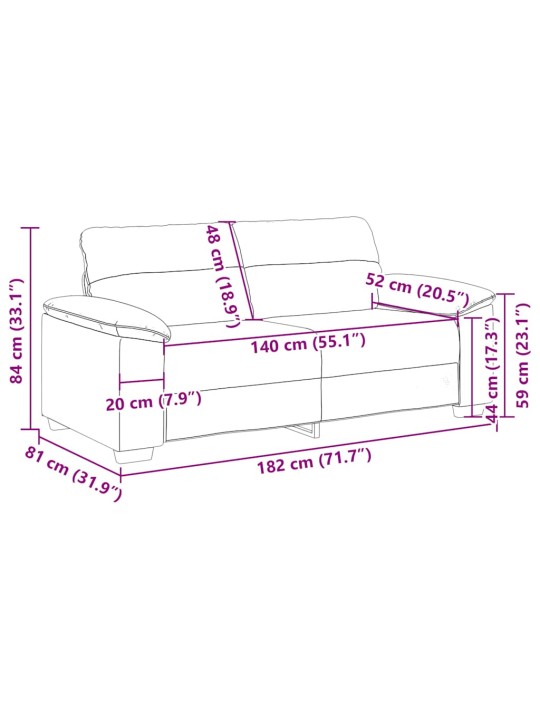 Pohovka pro 2 osoby tmavě šedá 140 cm látka