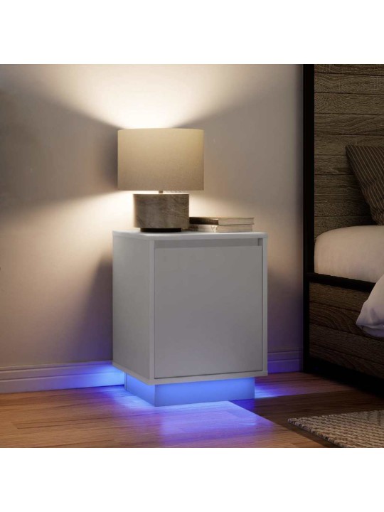 Noční stolky s led světly 2 ks bílé 38x34x50 cm