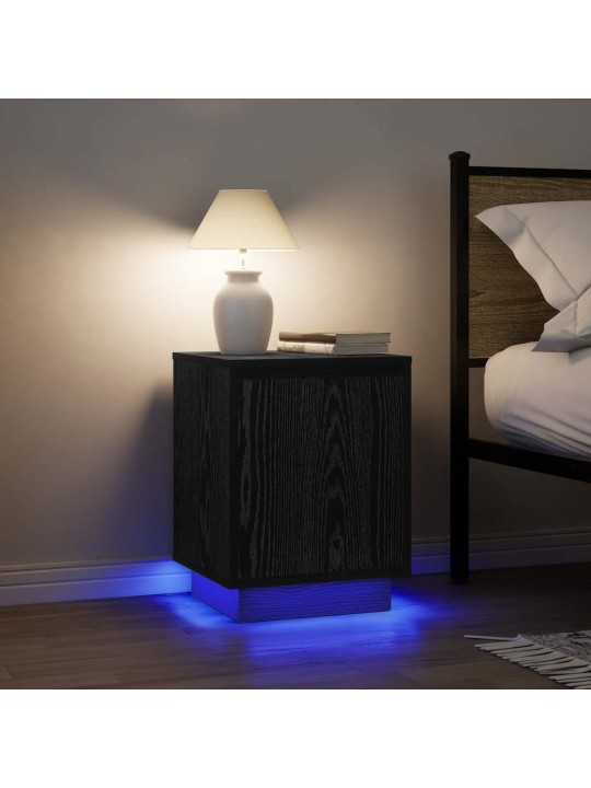 Noční skříňky s led světly 2 ks černé 38x34x50 cm