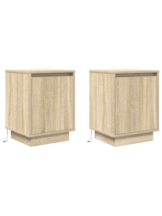 Noční skříňky s led osvětlením 2 ks dub sonoma 38x34x50 cm