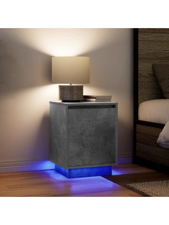 Noční skříňky s led osvětlením 2 ks betonová šedá 38x34x50 cm
