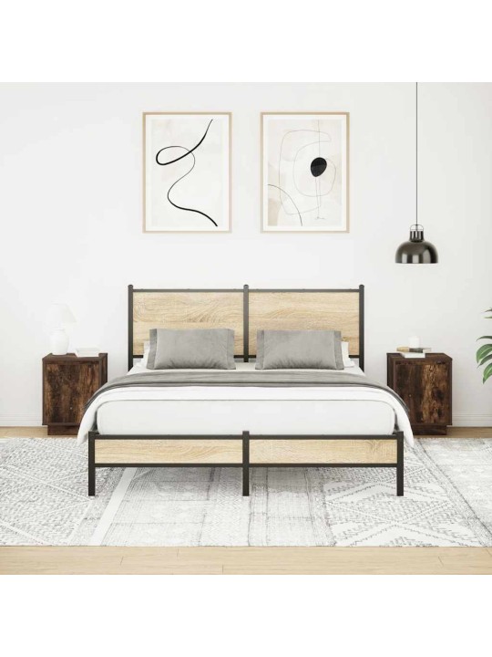 Noční skříňky s led světly 2 ks kouřový dub 38x34x50 cm