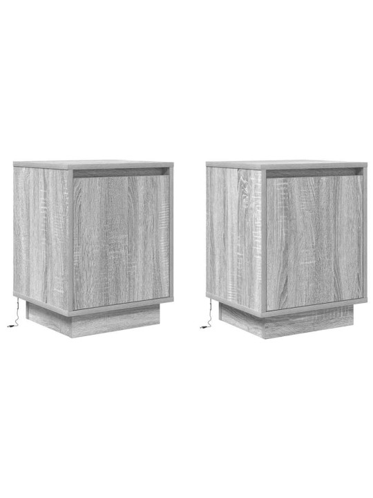 Noční stolky s led světly 2 ks grey sonoma 38x34x50 cm
