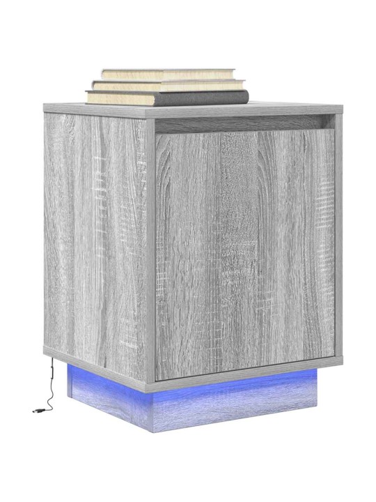 Noční stolky s led světly 2 ks grey sonoma 38x34x50 cm