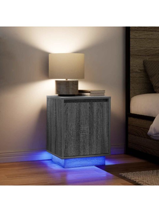 Noční stolky s led světly 2 ks grey sonoma 38x34x50 cm