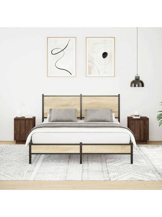 Noční skříňky s led osvětlením 2 ks dub hnědý 38x34x50 cm