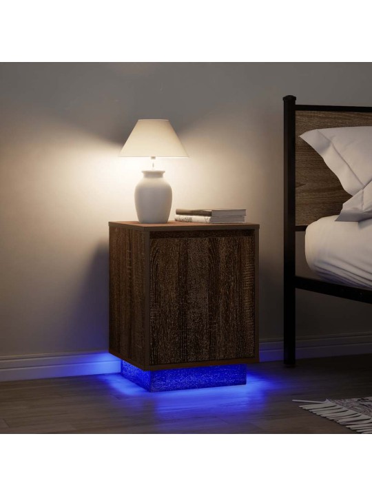 Noční skříňky s led osvětlením 2 ks dub hnědý 38x34x50 cm