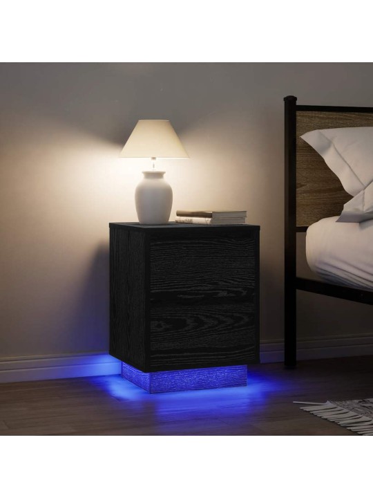 Noční skříňky s led světly 2 ks černé 38x34x50 cm