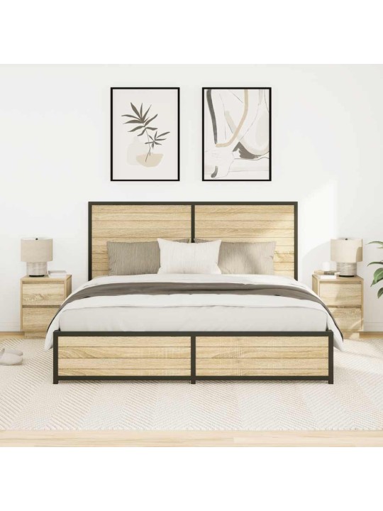 Noční skříňky s led osvětlením 2 ks dub sonoma 38x34x50 cm