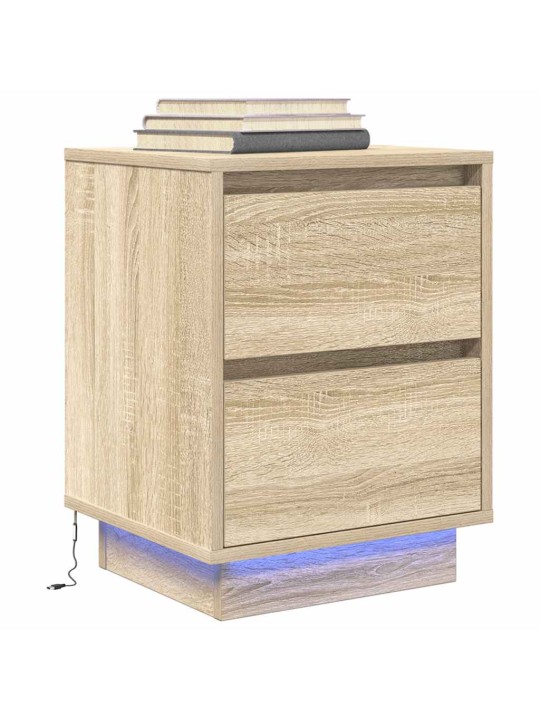 Noční skříňky s led osvětlením 2 ks dub sonoma 38x34x50 cm