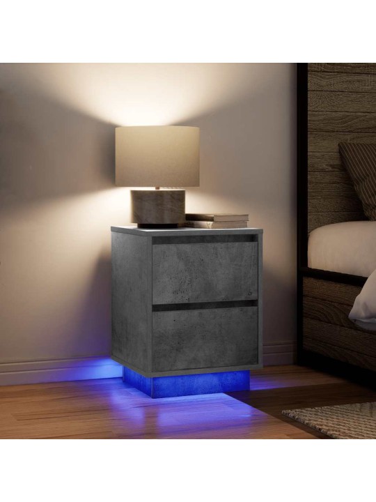 Noční skříňky s led osvětlením 2 ks betonová šedá 38x34x50 cm