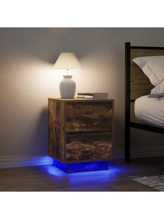 Noční skříňka s led světly uzený dub 38x34x50 cm