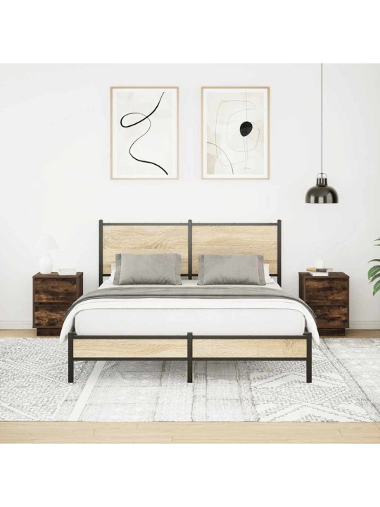Noční skříňky s led světly 2 ks kouřový dub 38x34x50 cm