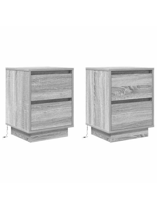 Noční stolky s led světly 2 ks grey sonoma 38x34x50 cm