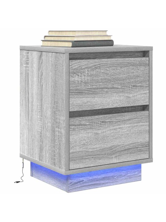 Noční stolky s led světly 2 ks grey sonoma 38x34x50 cm