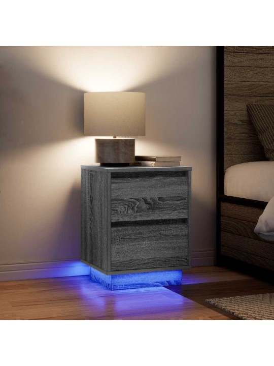 Noční stolky s led světly 2 ks grey sonoma 38x34x50 cm