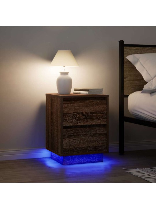 Noční skříňka s led osvětlením dub hnědý 38x34x50 cm