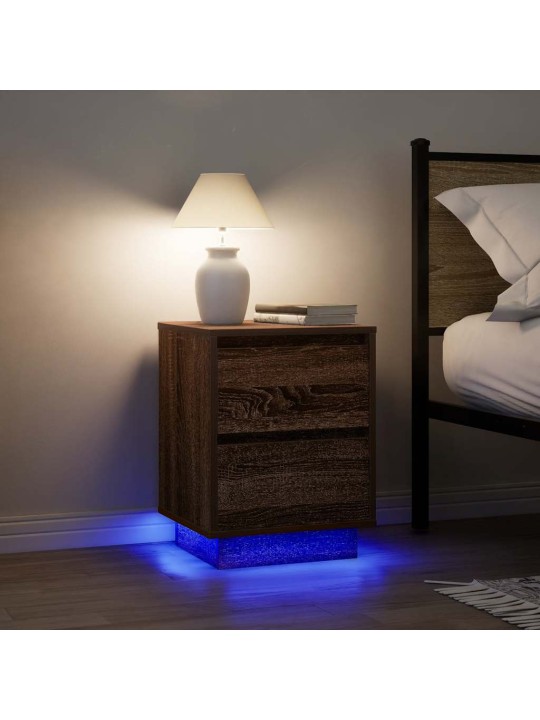 Noční skříňky s led osvětlením 2 ks dub hnědý 38x34x50 cm