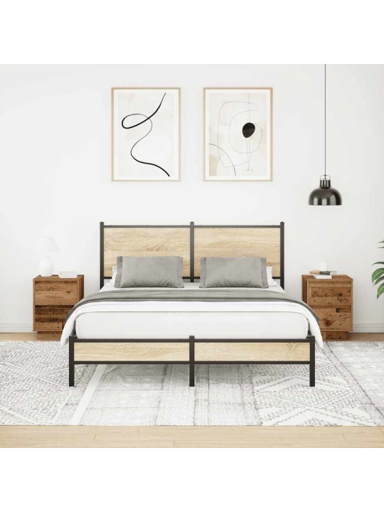 Noční skříňky s led světly 2 ks staré dřevo 38x34x50 cm