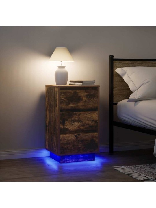 Noční skříňka s led světly uzený dub 38x34x65 cm