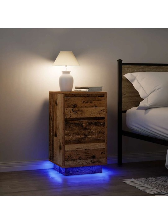 Noční skříňka s led světly staré dřevo 38x34x65 cm