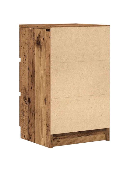 Noční skříňky se 3 zásuvkami 2 ks staré dřevo 39x35x65 cm